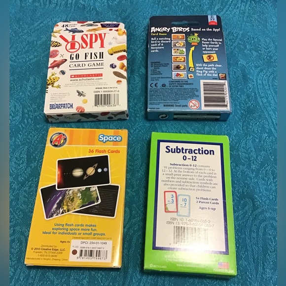 CARD LOT OF 4 I SPY ANGRY BIRDS SPACE SUBTRACTION ALL EUC COMPLETE ORIG OWNER - Picture 2 of 2